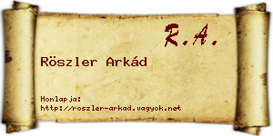 Röszler Arkád névjegykártya